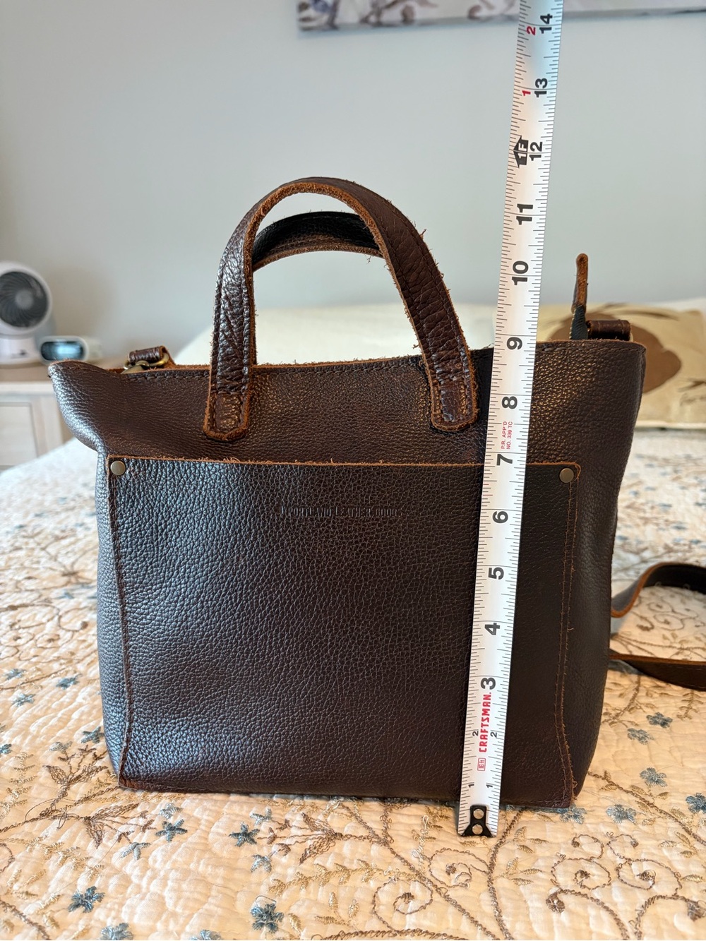 Portland Leather Goods Mini Leather Crossbody Bag Ziptop Color Coldbrew - Picture 11 of 12